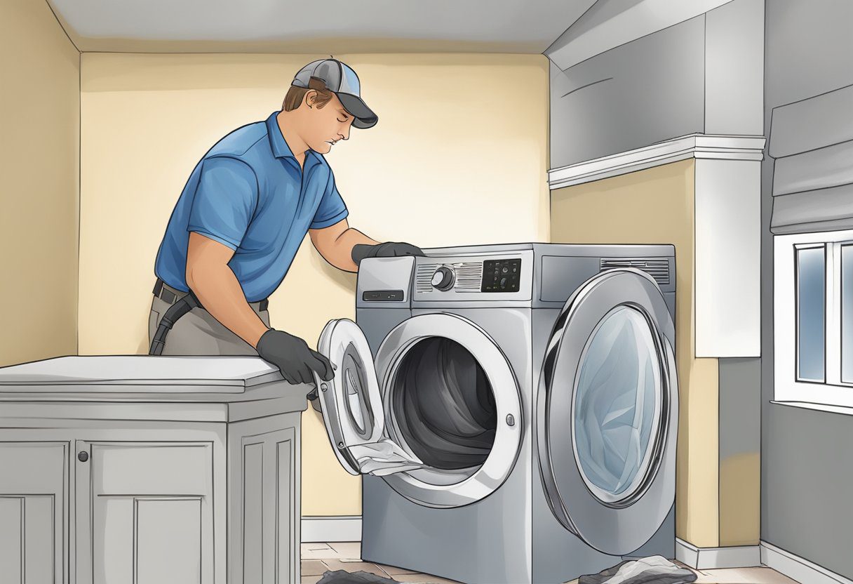 A technician cleans a dryer vent in a Fort Myers home, removing built-up lint and debris to improve indoor air quality