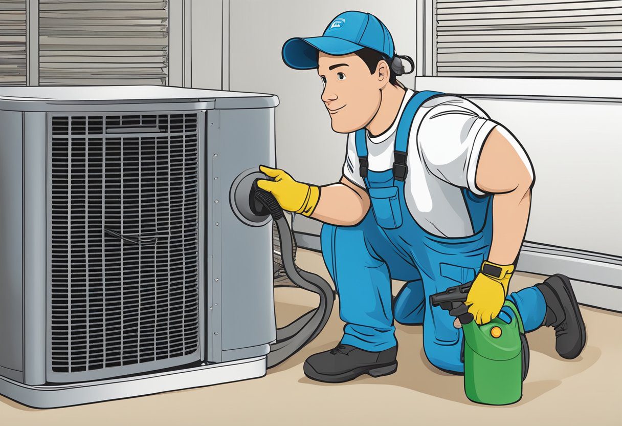 A technician cleans an HVAC system in Fort Myers, FL, removing dust and debris to improve air quality