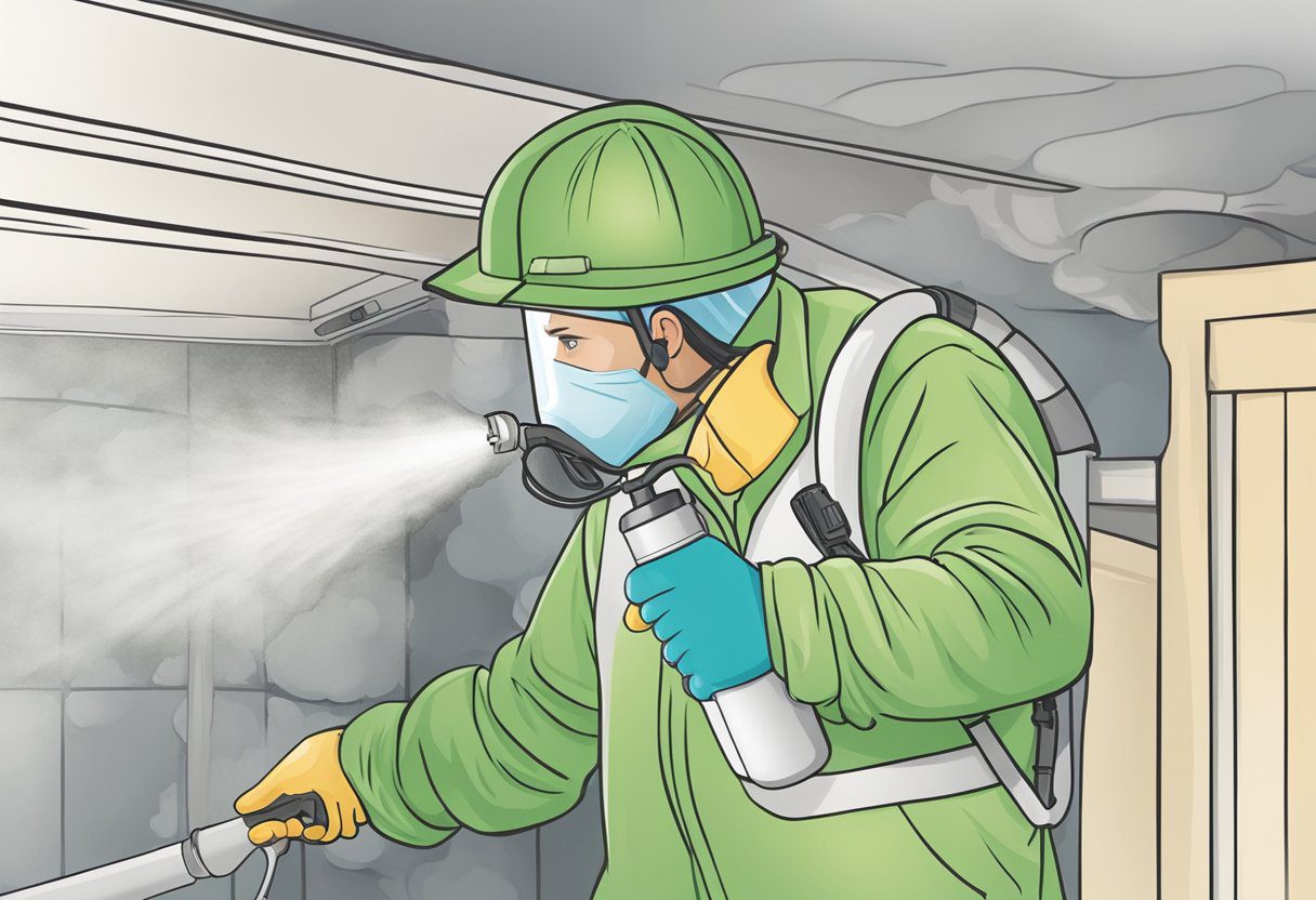 A technician sprays a powerful mold and mildew treatment into the air ducts of a Fort Myers FL home, eliminating the harmful spores and restoring clean, healthy air flow